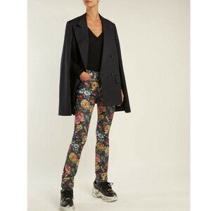 Junya Watanabe Floral-Print Mid-Rise Skinny Jeans Sz M